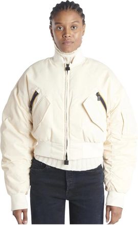 K-Way Loncrop Thermo Shiny Twill Jas - Dames - Bomber jackets - Wit - S - Leer - Jassen