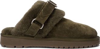 Burberry Mens Chubby Low Slippers - Dark Green Suede - Size EU 40