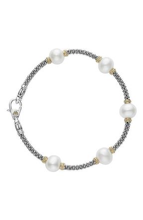 Lagos Luna Pearl Rope Bracelet in Silver at Nordstrom, Size Small
