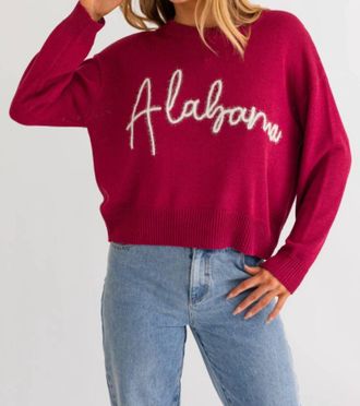 Le Lis Blanc Deux Alabama Tinsel Sweater In Crimson