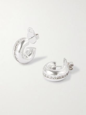 Pacharee Orecchini Medi In Argento Con Finitura Oro Bianco E Cristalli Prado