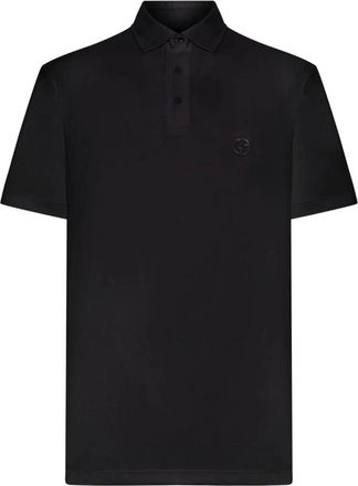 Giorgio Armani Polo shirt van puur interlockkatoen met geborduurd logo - Heren - Polos - Zwart - 2XL - Katoen - Tops