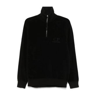 C.P. Company Casual Zwarte Katoenen Sweater - Heren - Vesten met rits - Zwart - M - Katoen - Hoodies & sweatvesten