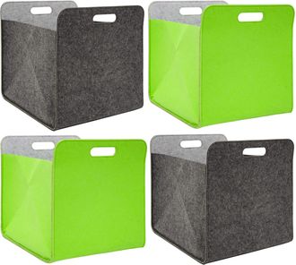 No Brand No Brand - 4 Cajas Almacenaje Fieltro 33x33x38 Cesta Estanter&iacute;a Kallax Inserci&oacute;n Gris Verde