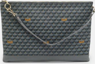 FAUR&Eacute; LE PAGE Gris Acier Scale Coated Canvas Pochette Zip