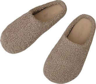 Generic Womens Fuzzy Sandal Slippers Warm Slippers Soft and Comfortable Keeping Your Feet Warm in Winter (Khaki, 4.5)