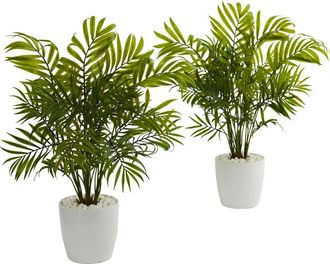 Nearly Natural 19.5-in Palms in White Planter Artificial Plant in Green at Nordstrom