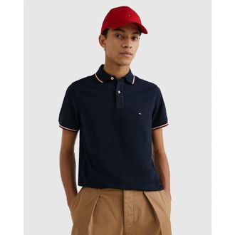 Tommy Hilfiger Mens Polo SS Core Tipped Slim Blue Cotton - Size X-Large