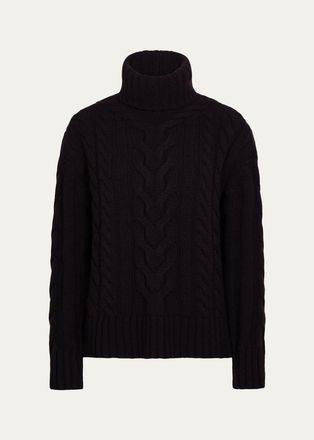 TWP Cashmere Turtleneck Cable-Knit Sweater