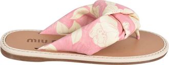 Miu Miu Flip-flops met bloemenprint - Dames - Slippers - Roze - 36 EU - Schoenen