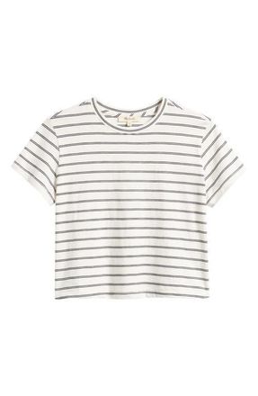Madewell Stripe Boxy Crop Slub T-Shirt in Lighthouse at Nordstrom, Size Xx-Small
