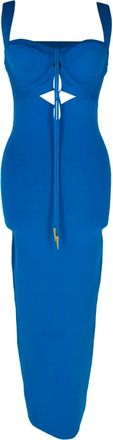 Galvan London Kali Cutout Midi Dress in Blue Viscose