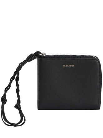 Jil Sander Black Rectangular Zip Braided Wallet