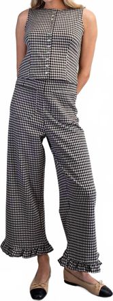 Nobody's Child Gingham Ease Button-Front Tank Top In Black