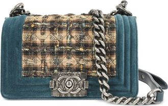 Chanel 2014 Boy Chanel shoulder bag - women - Velvet/Canvas - One Size - Blue