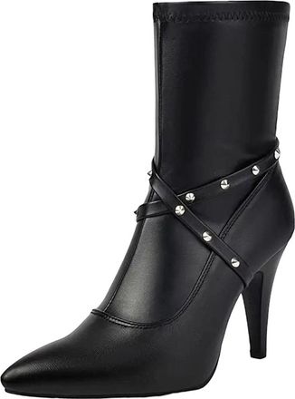 Generic Womens Sexy Mid Calf Boots Pointed Toe Super High Stiletto Heel Side Zipper With All-Over Glitter For Party Dating