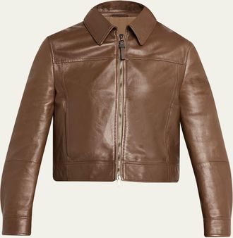 Brunello Cucinelli Leather Cropped Jacket