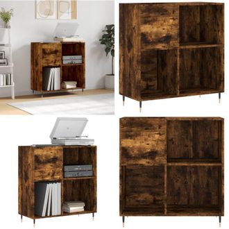 vidaXL Mobile Porta Dischi Rovere Fumo 84,5x38x89 cm Legno Multistrato - Mobile per giradischi - Mobile in legno multistrato