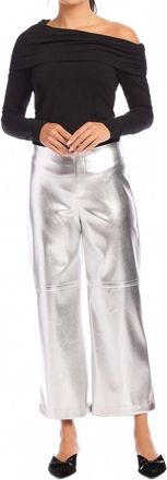 Fifteen Twenty Faux Leather Cropped Pants In Silver