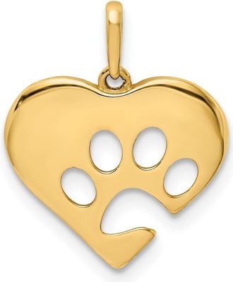Diamond2Deal 10k Yellow Gold Polished Heart Paw Print Pendant