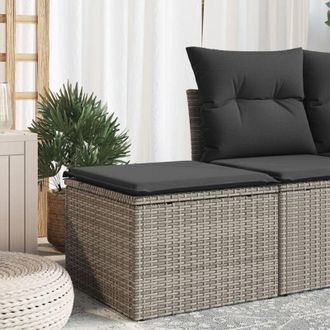 vidaXL Sgabello Giardino con Cuscino Grigio 55x55x37 cm in Polyrattan - Vidaxl