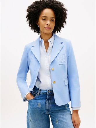 Tommy Hilfiger Womens Slim Fit Single-Breasted Blazer - Cloudy Blue - 4