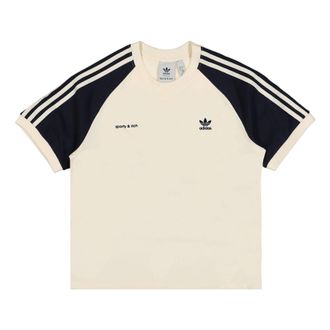 adidas (WMNS) adidas x Sporty & Rich T-shirt Cream White Navy IN5251