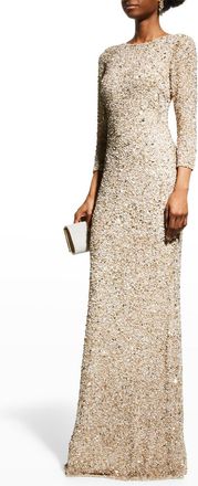 Theia Sequin Column Gown
