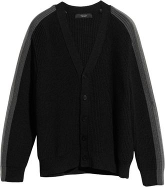 Gucci Rib Wol Cardigan met Gedempte Web - Heren - Vesten - Zwart - M - Wol - Truien & Vesten