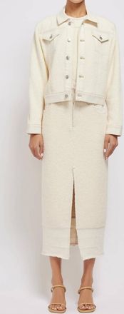 SIMKHAI Baylin Denim-Paneled Boucl&eacute;-Knit Jacket In Ivory