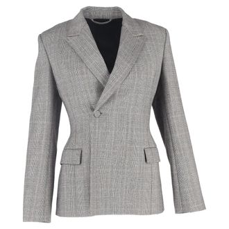 Balenciaga Balenciaga Prince Of Wales Gecheckte Blazer in Grijs Wol