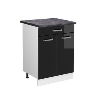 Vicco Mueble Bajo De Cocina R-line, Negro Brillo Intenso, 60 Cm Con Caj&oacute;n, Et Antracita Vicco