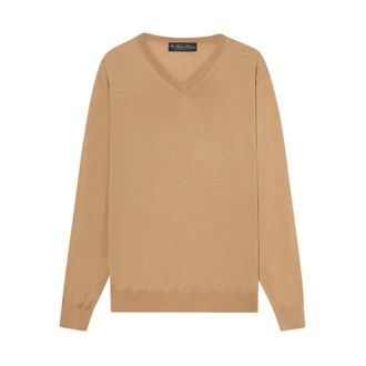 Brooks Brothers Truien & Vesten, Heren, Bruin, S, Wol, Merino Wol V-hals Trui