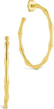 Sterling Forever Delia Textured Hoop Earrings in Gold at Nordstrom Rack