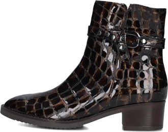 Gabor Bruine Krokoprint Enkellaarsjes - Dames - Laarzen met Hak - Bruin - 42 1/2 EU - Wol - Schoenen
