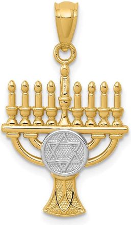 Diamond2Deal 14k Yellow Gold White Rhodium Menorah Pendant