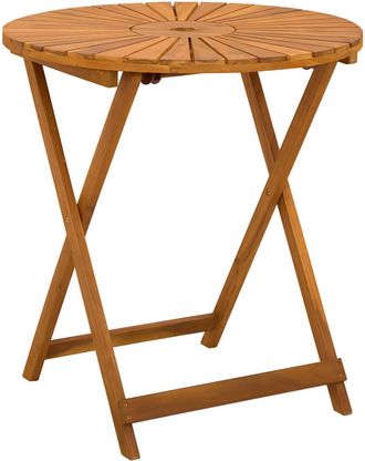 vidaXL Mesa De Jard&iacute;n Plegable Natural &Oslash;70 X 75 Cm Vidaxl