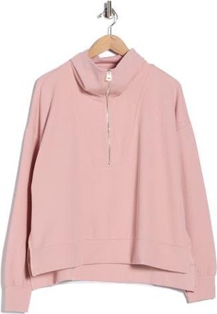 NYDJ Ribbed Scuba Half Zip Sweatshirt in Blush Silk at Nordstrom Rack, Size X-Large