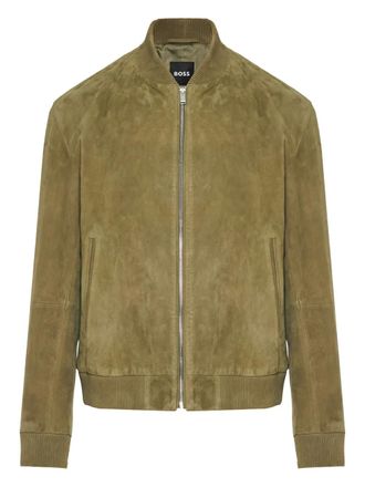BOSS zip-up jacket - men - Goat Skin - 54 - Green