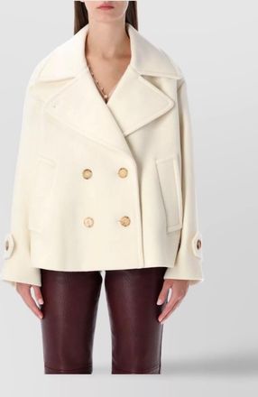 Chlo&eacute; oversized wool blend peacoat chin strap collar
