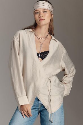 Pilcro Wrapped V-Neck Blouse