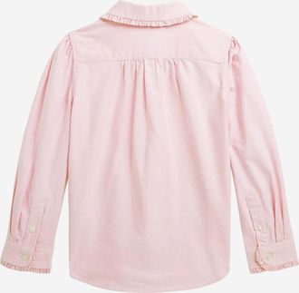 Polo Ralph Lauren Girls Cotton Shirt With Ruffles Pink Blouses And