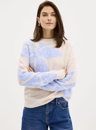 b.young Womens Broad flowers fuzzy sweater