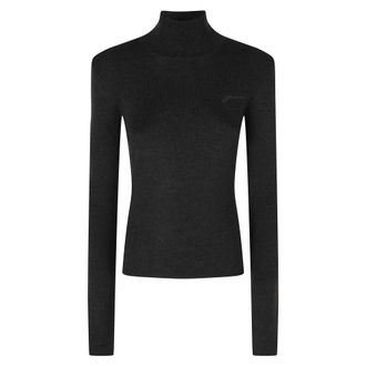 Ganni Jersey de cuello alto Mini Ribbed Merino - Knitwear - Mujer - Negro - XS
