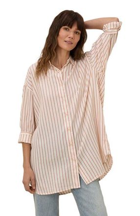 Pact Organic Cotton Sunset Lightweight Cotton Oversized Shirt in Zuma Stripe at Nordstrom, Size X-Small