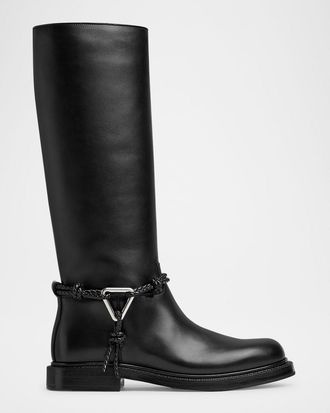 Bottega Veneta James Leather Knee-High Riding Boots