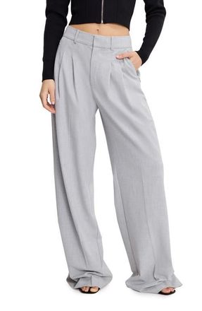 Good American Essential Wide Leg Suiting Pants in Crosshatch Grey at Nordstrom, Size 16