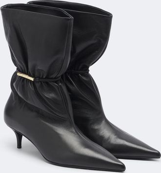 Balmain Botines de piel fruncidos