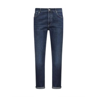 Brunello Cucinelli Traditional Fit Five-Pocket Jeans - male - Brunello Cucinelli - Slim Fit Jeans - Blue - 2XL - Jeans
