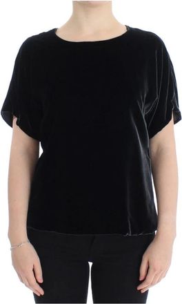 Dolce & Gabbana Zwarte Velvet Crewneck Blouse - Dames - Blouses - Zwart - XS - Overhemden